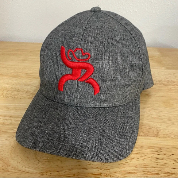 NWT Hooey Flexfit Baseball Cap Hat L-XL Gray Red Roughy - Picture 1 of 6